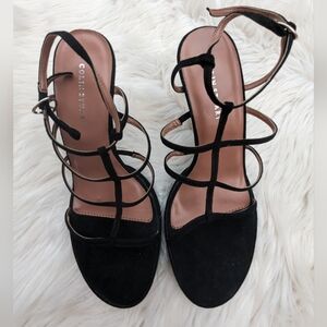 Colin Stuart Black Suede Platform Heel Shoes  170559-093 Womens Size 8.5 New